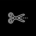 Scissor Line Icon On Black Background. Black Flat Style Vector Illustration Royalty Free Stock Photo