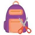 Scissor school with schoolbag supplies