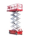 Scissor self propelled lift on a light background