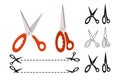 Scissor set cutting coupon border cut edge vector Royalty Free Stock Photo