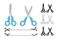 Scissor set cutting coupon border discount vector Royalty Free Stock Photo