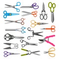 Scissor vector set professional pair of scissors cutting hair or scissoring with cutter and pruning shears prune or