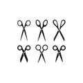 Scissors black vector icon set.