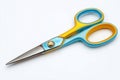 Scissors with blue and yellow handles Ai photo Royalty Free Stock Photo