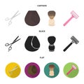 Scissors, brush, razor and other equipment. Hairdresser set collection icons in cartoon,black,flat style vector symbol Royalty Free Stock Photo