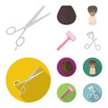 Scissors, brush, razor and other equipment. Hairdresser set collection icons in cartoon,flat style vector symbol stock Royalty Free Stock Photo