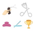 Scissors, brush, razor and other equipment. Hairdresser set collection icons in cartoon style vector symbol stock Royalty Free Stock Photo