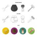Scissors, brush, razor and other equipment. Hairdresser set collection icons in flat,outline,monochrome style vector Royalty Free Stock Photo