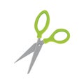 Scissors cartoon. Open scissor with green handle isolated on white background. Vector illustration. Royalty Free Stock Photo