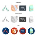 Scissors, cat, bandage, wounded .Vet Clinic set collection icons in cartoon,flat,monochrome style vector symbol stock