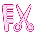 Scissors and comb flat icon. Hair salon vector illustration isolated on white. Haircut gradient style design, designed Royalty Free Stock Photo