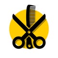 Simple Scissors comb hair salon logo illustration Royalty Free Stock Photo