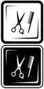 Scissors and comb. hair salon symbols