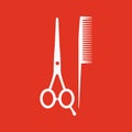 The scissors and comb icon. Barbershop symbol. Flat Royalty Free Stock Photo