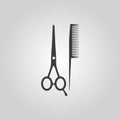 The scissors and comb icon. Barbershop symbol. Flat Royalty Free Stock Photo