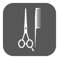 The scissors and comb icon. Barbershop symbol. Flat Royalty Free Stock Photo