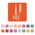 The scissors and comb icon. Barbershop symbol. Flat Royalty Free Stock Photo