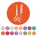 The scissors and comb icon. Barbershop symbol. Flat Royalty Free Stock Photo