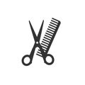 Scissors and comb icon. Vector illustration, flat Royalty Free Stock Photo