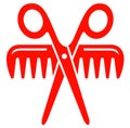 Scissors with comb red icon Royalty Free Stock Photo