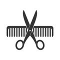 Scissors and comb, vector illustration isolated on white background Royalty Free Stock Photo