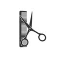 Scissors and comb, vector illustration isolated on white background Royalty Free Stock Photo