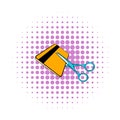 Scissors cut credit card icon, comics style Royalty Free Stock Photo