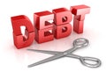 Scissors cut debt word Royalty Free Stock Photo