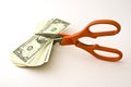 Scissors cut dollars Royalty Free Stock Photo