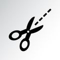 Scissors with cut lines. Coupon cutting icon. Vector illustration Royalty Free Stock Photo