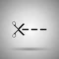 Scissors cut lines icon. Simple scissors and cutting lines Royalty Free Stock Photo