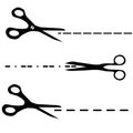 Scissors with cut lines templates