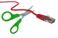 Scissors cut the network cable RJ45 Royalty Free Stock Photo