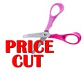 Scissors and Cut Price sale text concept.