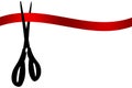 Scissors cut red ribbon