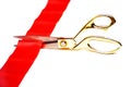 Scissors cut a red tape Royalty Free Stock Photo