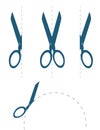 Scissors cutting along the dotted line