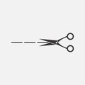 Scissors cutting along the dotted line. Monochrome icon. Vector.