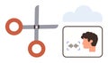 Scissors Cutting Cloud Above Voice Recognition Panel with User Profile Royalty Free Stock Photo