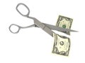 Scissors cutting dollar note Royalty Free Stock Photo