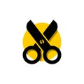 Scissors for cutting flat icon for apps and websites Royalty Free Stock Photo