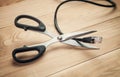 Scissors cutting internet cable. Royalty Free Stock Photo