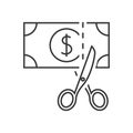Scissors cutting money icon Royalty Free Stock Photo