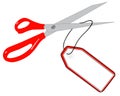 Scissors cutting off tag Royalty Free Stock Photo