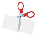 Scissors Cutting Paper Flat Icon on White Royalty Free Stock Photo