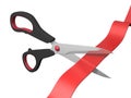 Scissors cutting ribbon Royalty Free Stock Photo