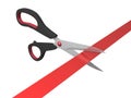 Scissors cutting ribbon Royalty Free Stock Photo