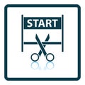 Scissors Cutting Tape Between Start Gate Icon