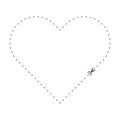 scissors on dashed line heart shape, dash line and scissors, dash outline and scissors Royalty Free Stock Photo