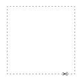 scissors on dashed line square shape, dash line and scissors, dash outline and scissors